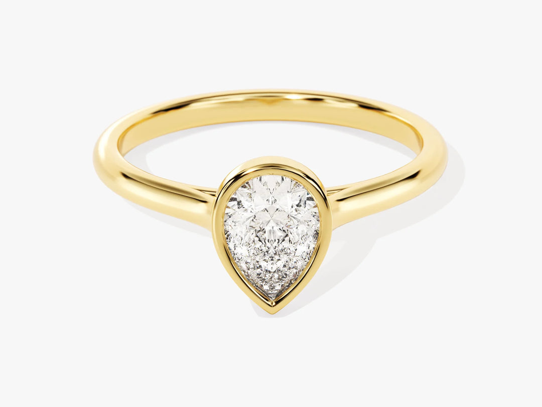 1.0CT Pear Diamond Bezel Setting Solitaire Moissanite Engagement Ring
