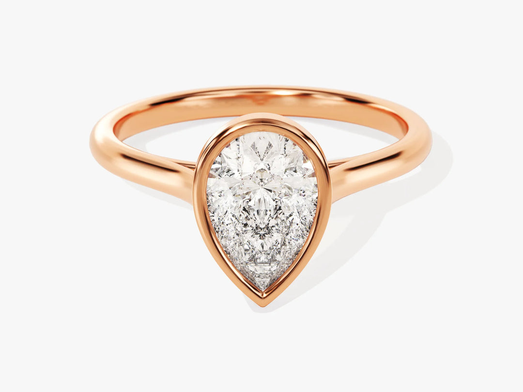 1.50CT Pear Cut Bezel Setting Solitaire Moissanite Engagement Ring