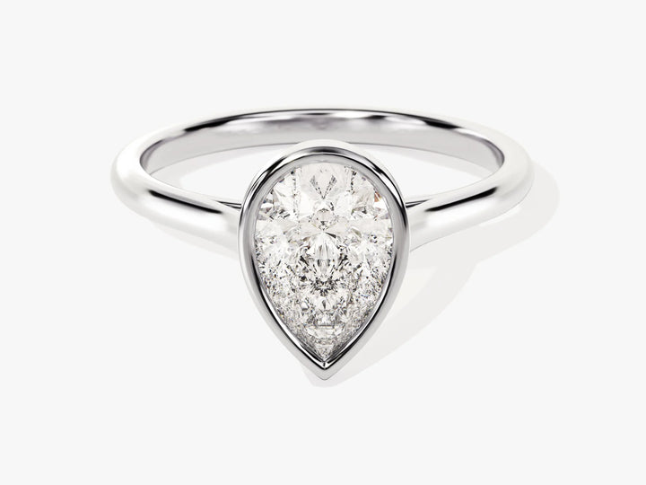 1.50CT Pear Cut Bezel Setting Solitaire Moissanite Engagement Ring