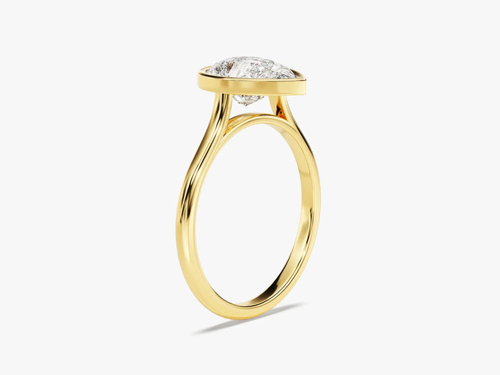 2.0CT Pear Cut Bezel Setting Solitaire Moissanite Engagement Ring