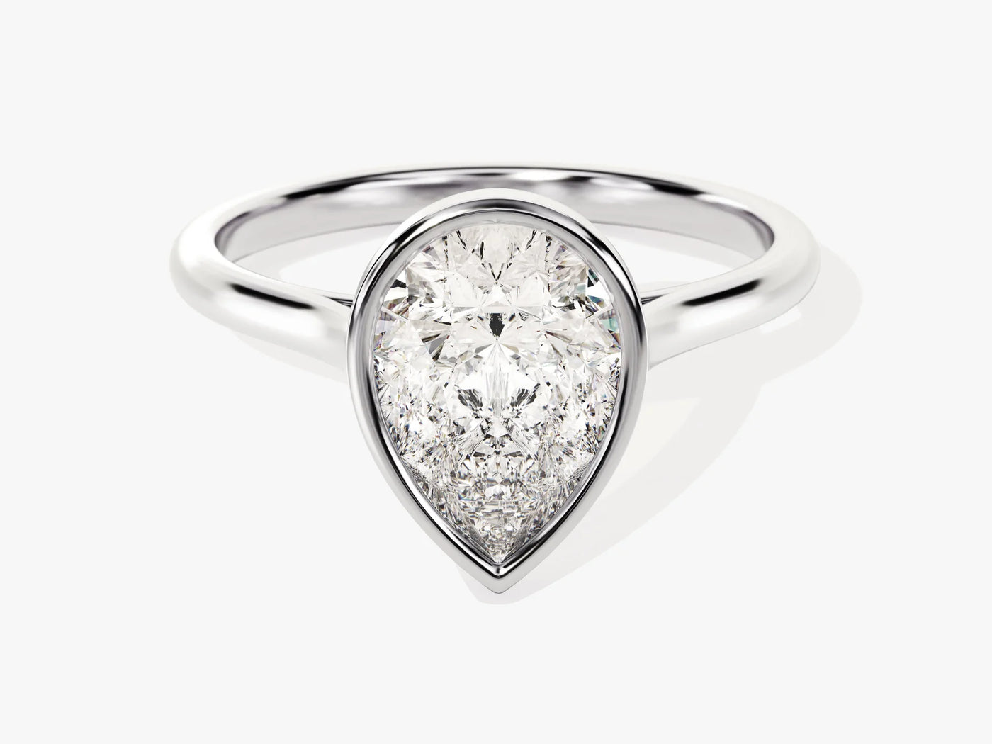 2.0CT Pear Cut Bezel Setting Solitaire Moissanite Engagement Ring