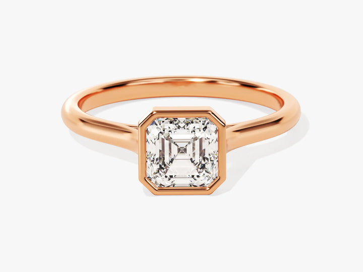 1.0CT Asscher Diamond Bezel Setting Solitaire Moissanite Engagement Ring