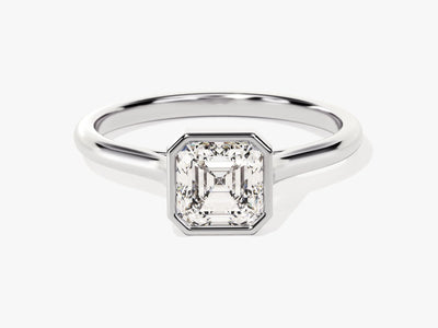 1.0CT Asscher Diamond Bezel Setting Solitaire Moissanite Engagement Ring
