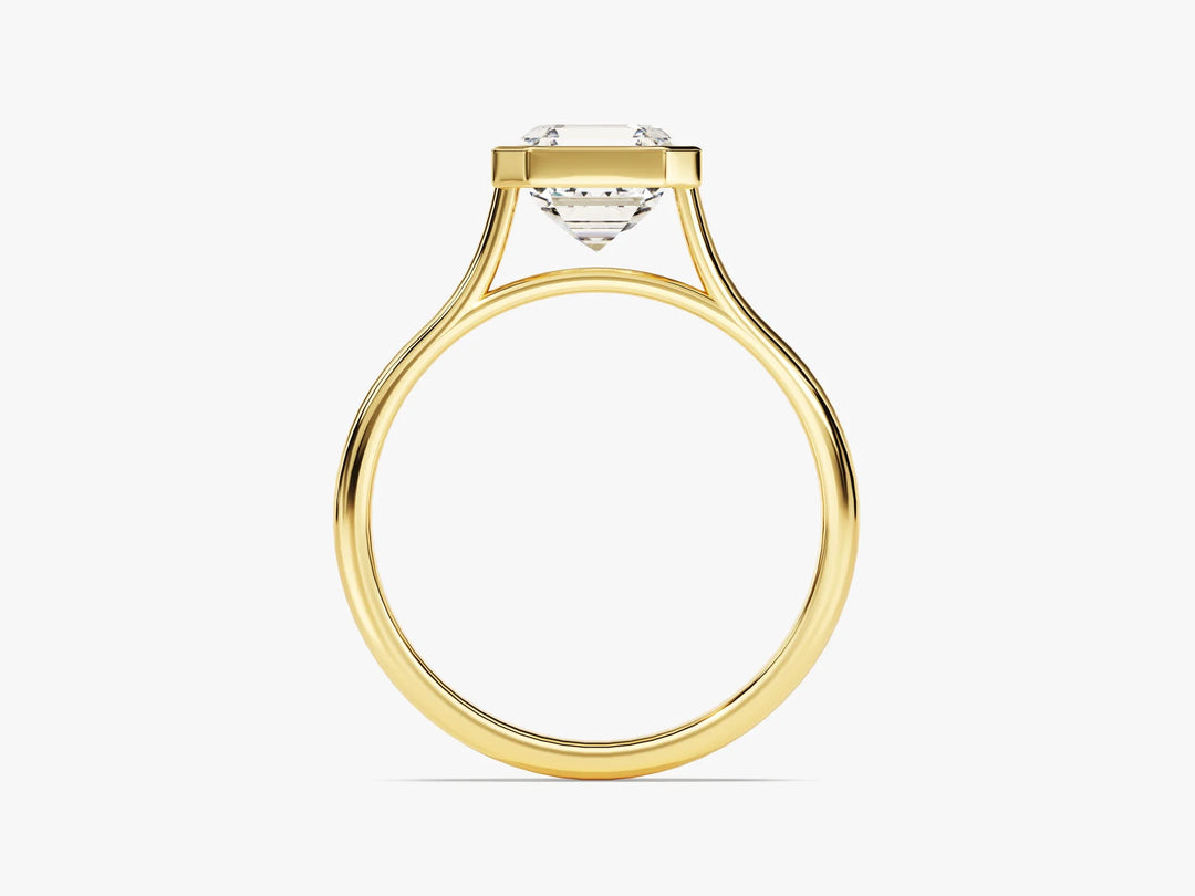 1.50CT Asscher Cut Bezel Setting Solitaire Moissanite Engagement Ring
