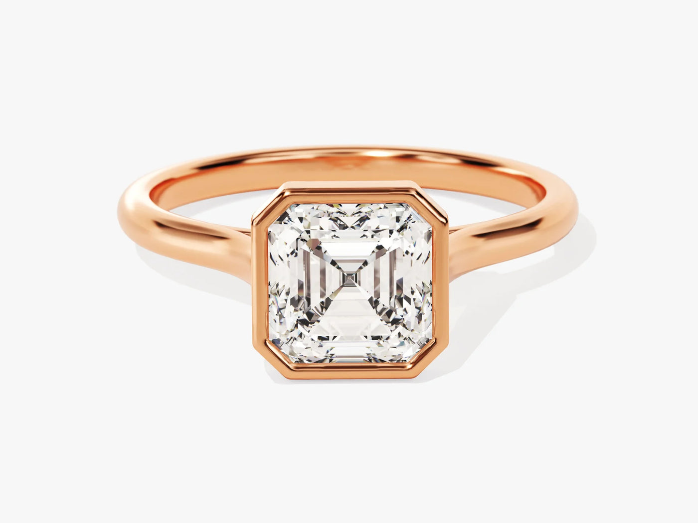 1.50CT Asscher Cut Bezel Setting Solitaire Moissanite Engagement Ring