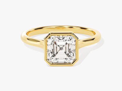 1.50CT Asscher Cut Bezel Setting Solitaire Moissanite Engagement Ring