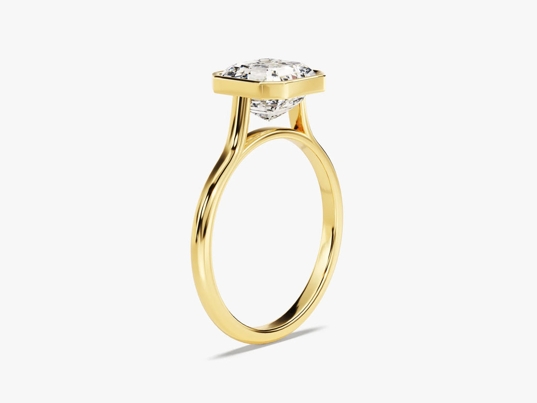 2.0CT Asscher Cut Bezel Setting Solitaire Moissanite Engagement Ring