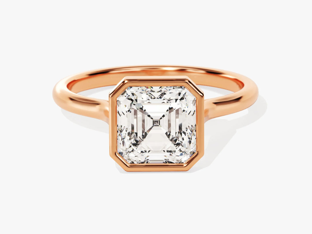 2.0CT Asscher Cut Bezel Setting Solitaire Moissanite Engagement Ring