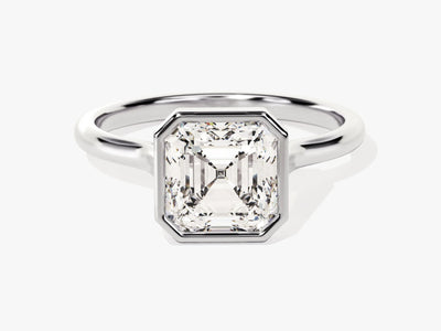 2.0CT Asscher Cut Bezel Setting Solitaire Moissanite Engagement Ring