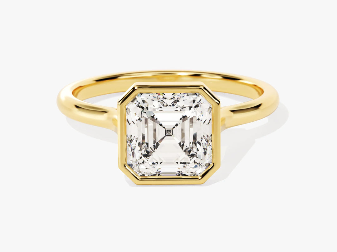 2.0CT Asscher Cut Bezel Setting Solitaire Moissanite Engagement Ring