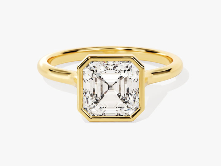 2.0CT Asscher Cut Bezel Setting Solitaire Moissanite Engagement Ring