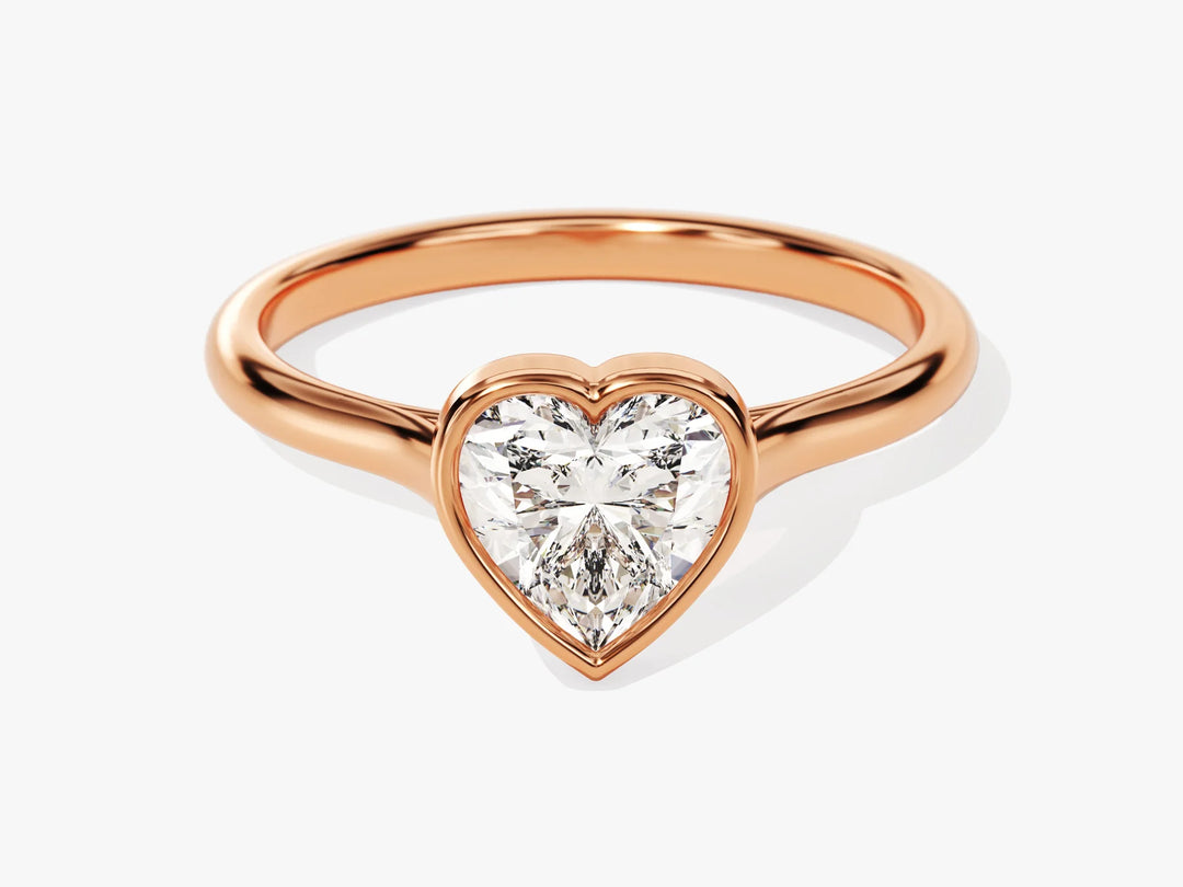 1.0CT Heart Diamond Bezel Setting Solitaire Moissanite Engagement Ring