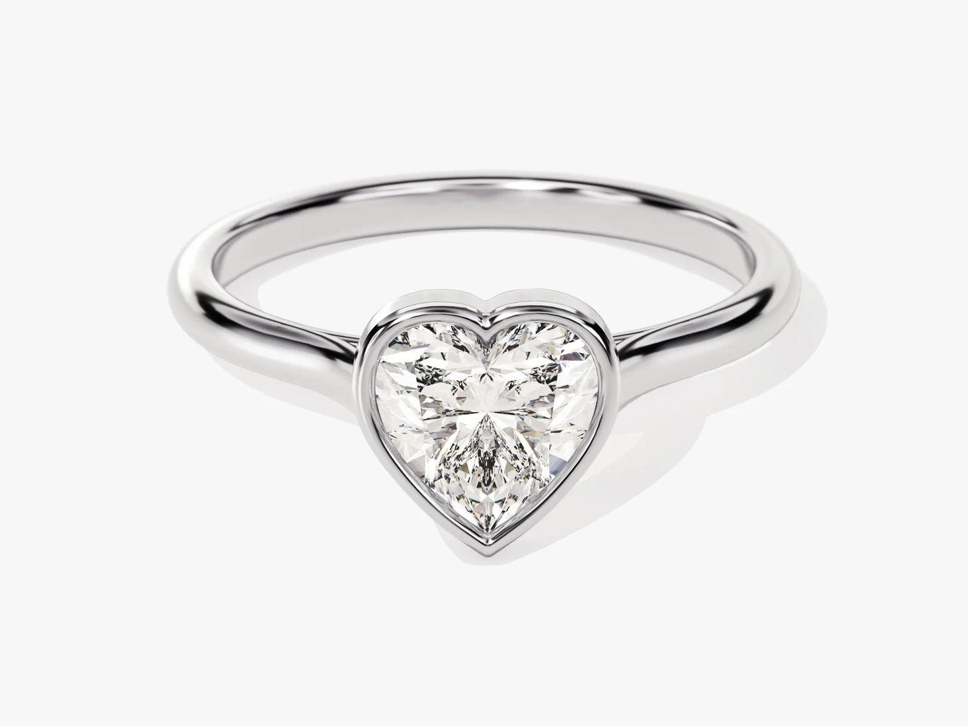 1.0CT Heart Diamond Bezel Setting Solitaire Moissanite Engagement Ring