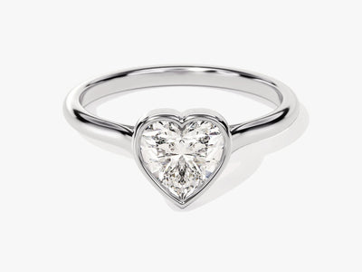 1.0CT Heart Diamond Bezel Setting Solitaire Moissanite Engagement Ring