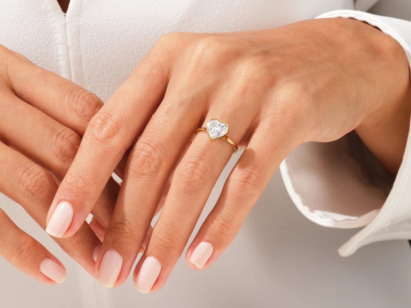 1.50CT Heart Cut Bezel Setting Solitaire Moissanite Engagement Ring