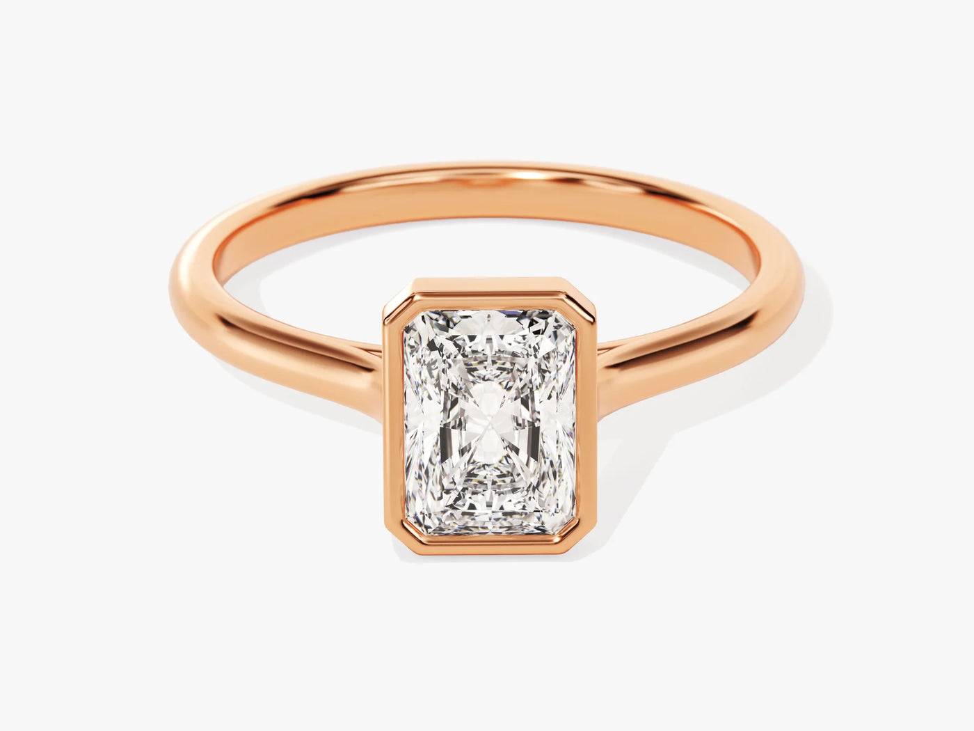 1.0CT Radiant Diamond Bezel Setting Solitaire Moissanite Engagement Ring