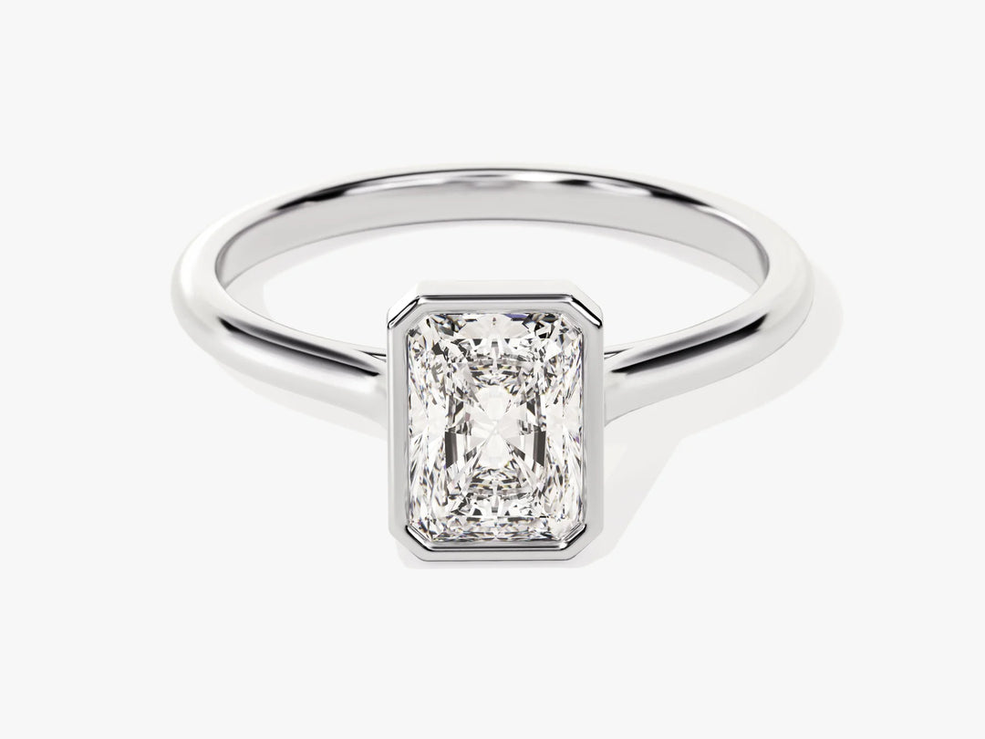 1.0CT Radiant Diamond Bezel Setting Solitaire Moissanite Engagement Ring