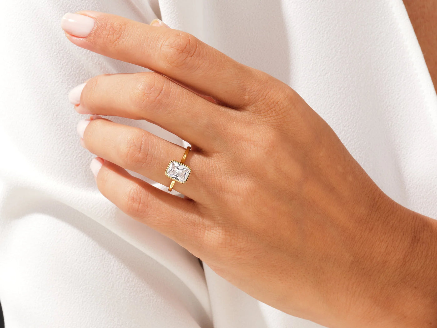 1.50CT Radiant Cut Bezel Setting Solitaire Moissanite Engagement Ring