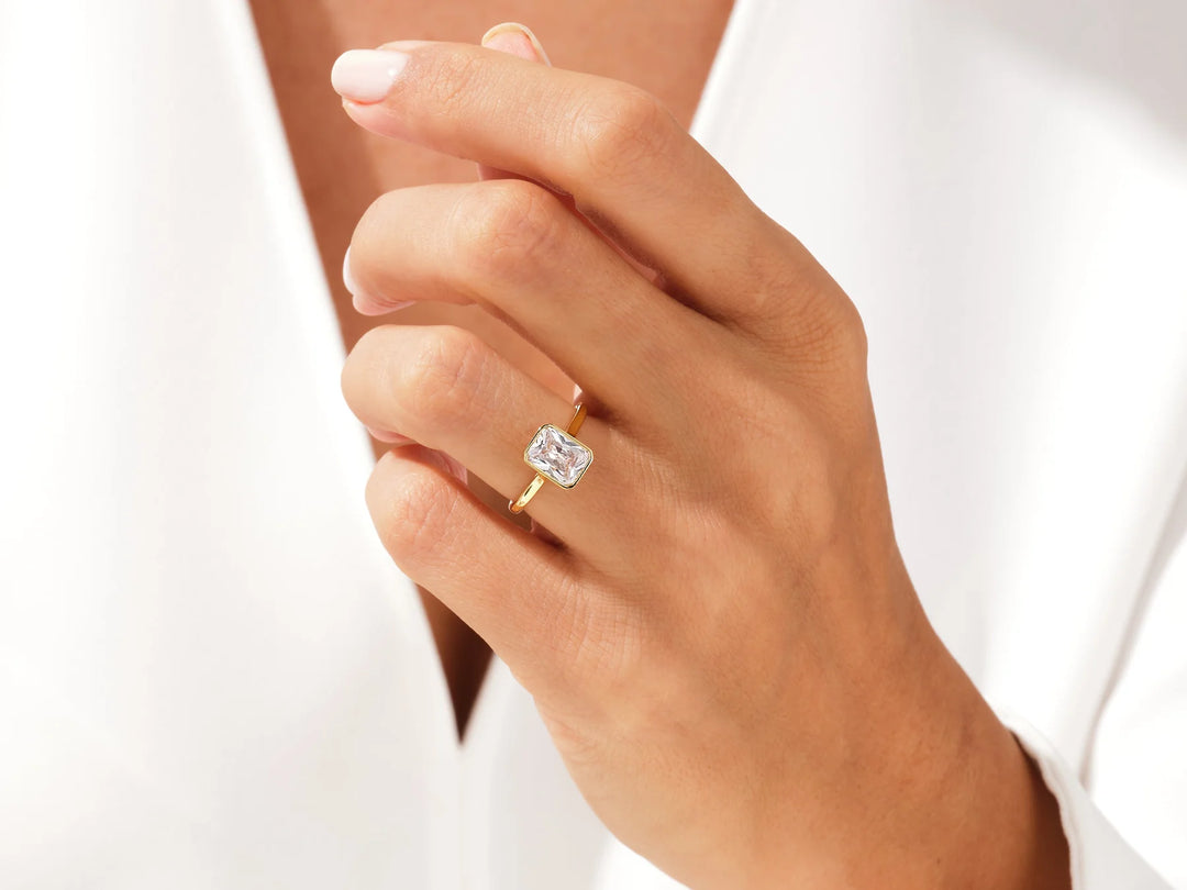 2.0CT Radiant Cut Bezel Setting Solitaire Moissanite Engagement Ring