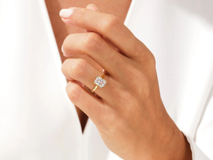 2.0CT Radiant Cut Bezel Setting Solitaire Moissanite Engagement Ring