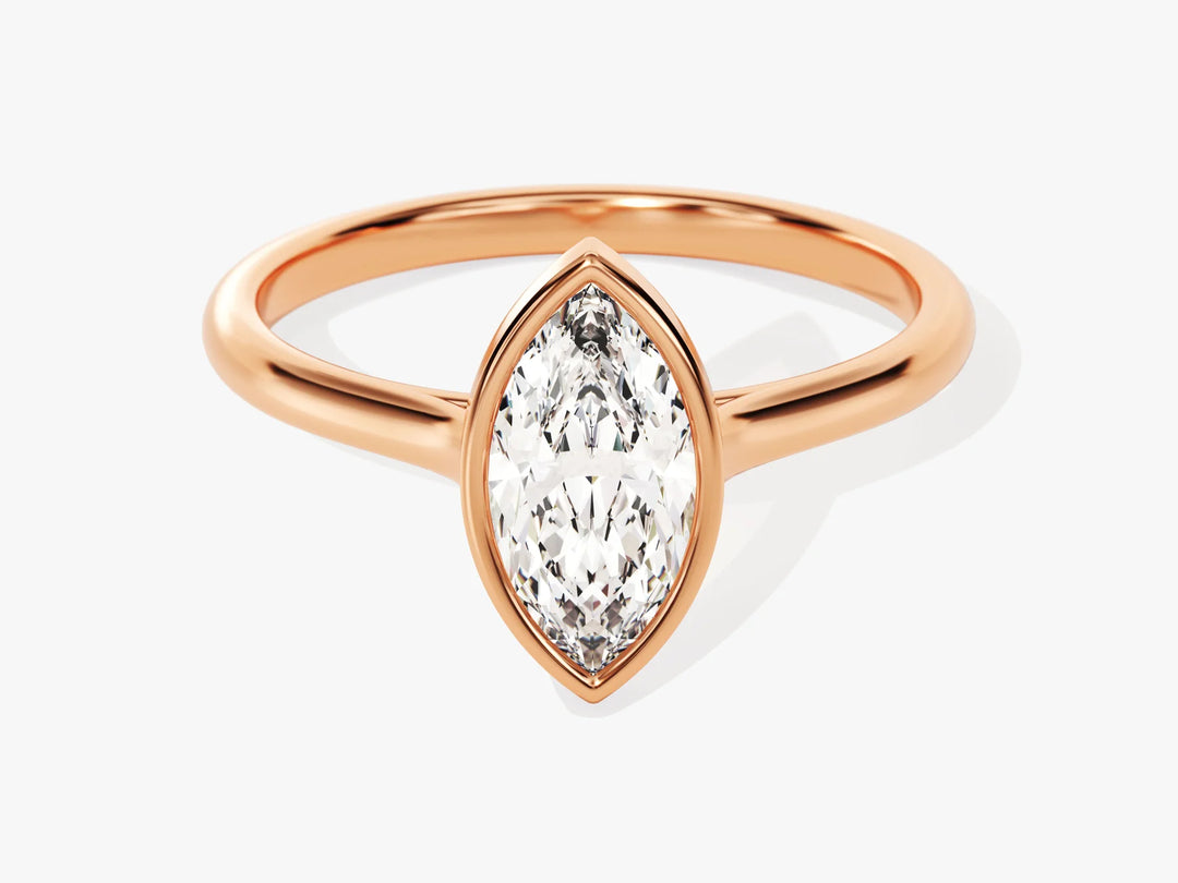 1.0CT Marquise Diamond Bezel Setting Solitaire Moissanite Engagement Ring