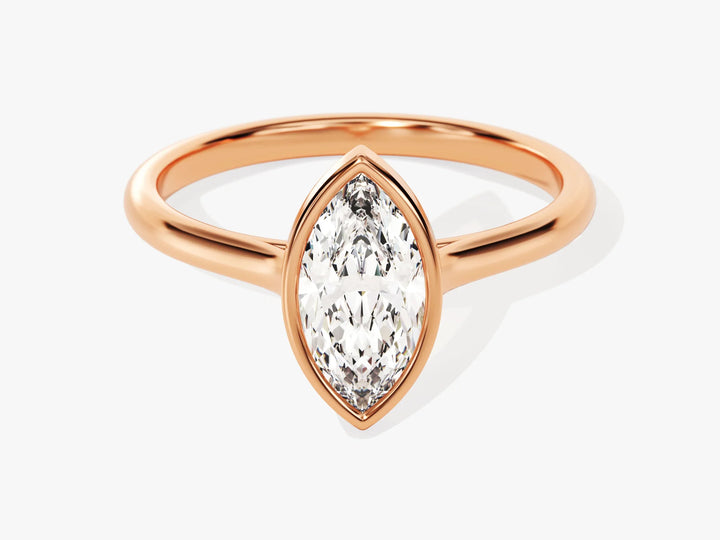 1.0CT Marquise Diamond Bezel Setting Solitaire Moissanite Engagement Ring