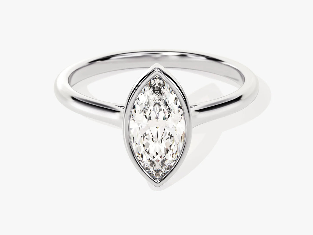 1.0CT Marquise Diamond Bezel Setting Solitaire Moissanite Engagement Ring