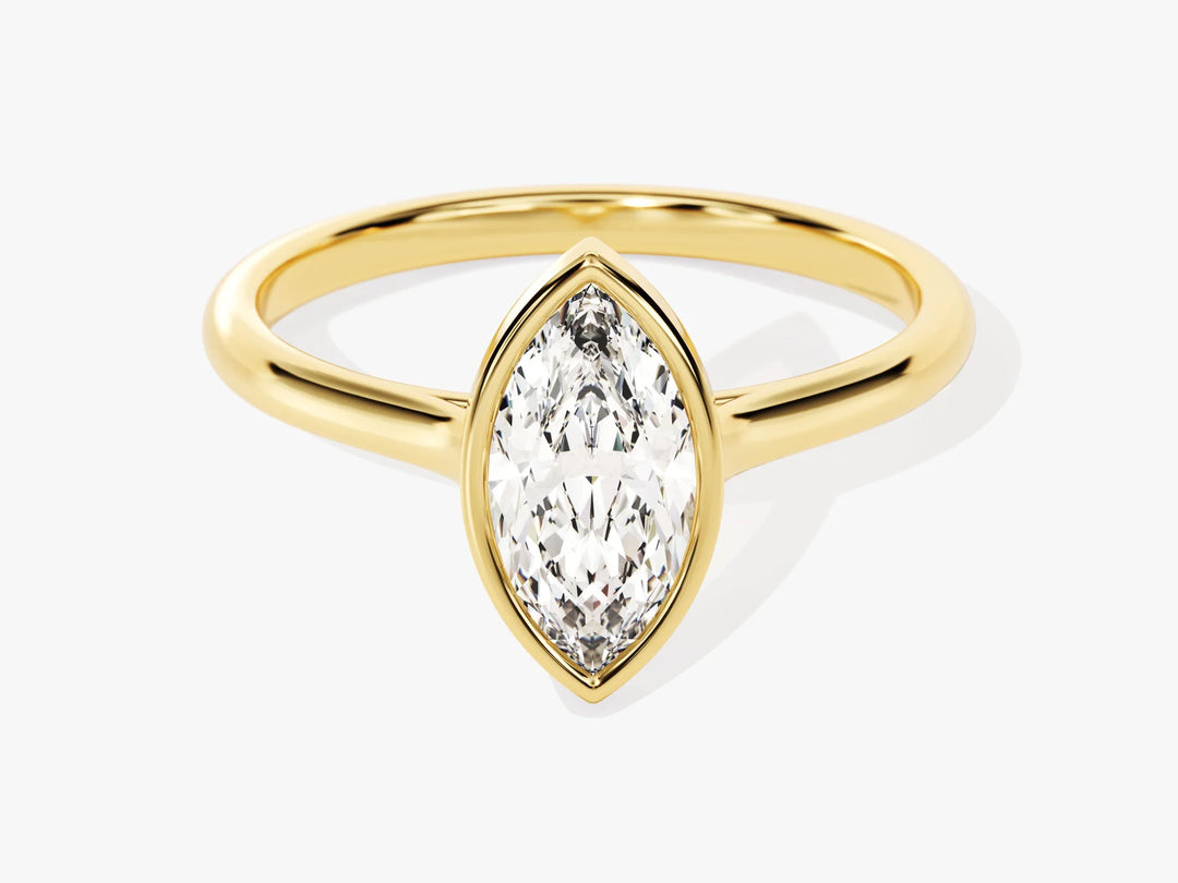1.0CT Marquise Diamond Bezel Setting Solitaire Moissanite Engagement Ring