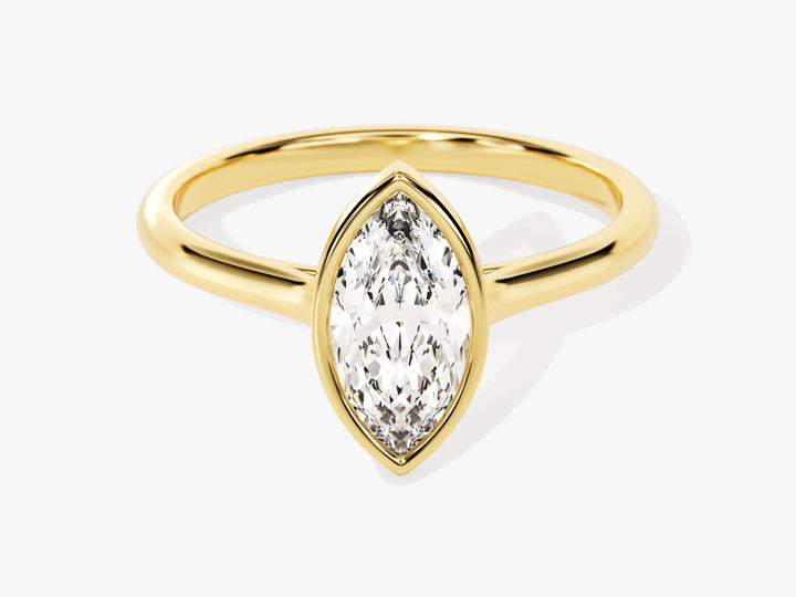 1.0CT Marquise Diamond Bezel Setting Solitaire Moissanite Engagement Ring