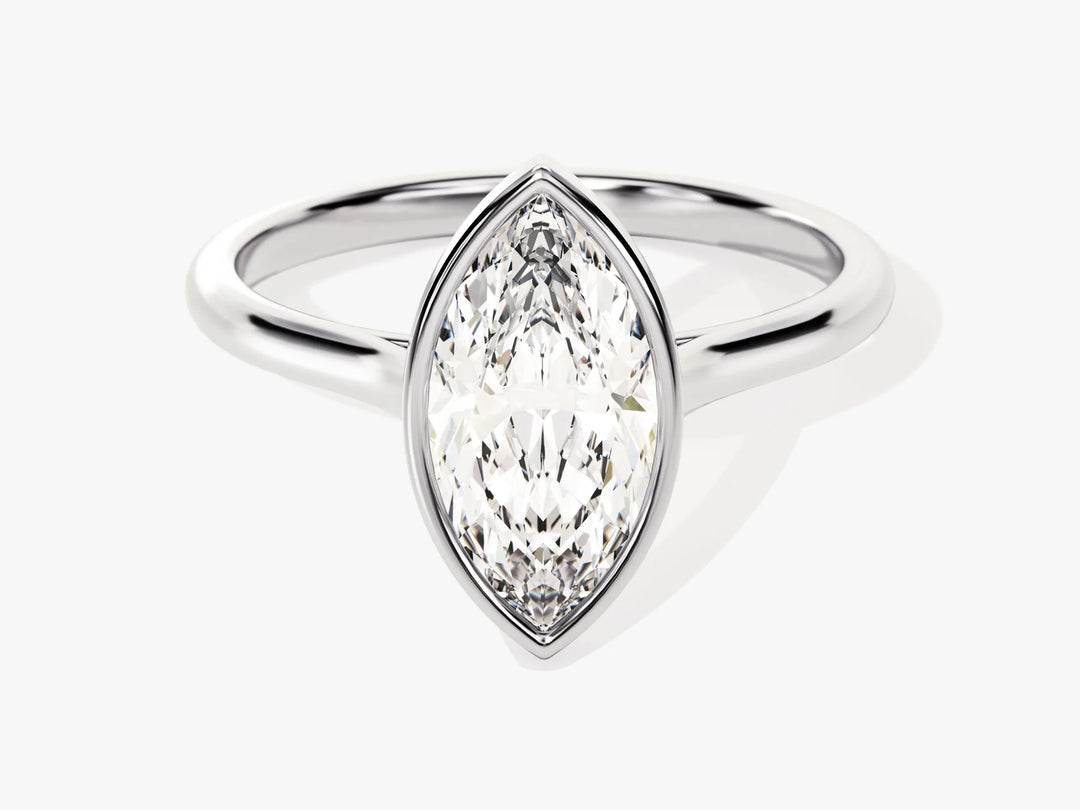 1.50CT Marquise Cut Bezel Setting Solitaire Moissanite Engagement Ring
