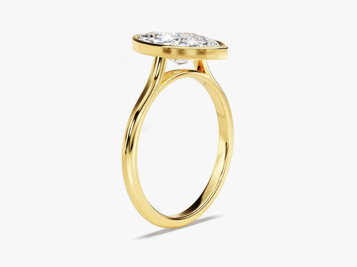 2.0CT Marquise Cut Bezel Setting Solitaire Moissanite Engagement Ring