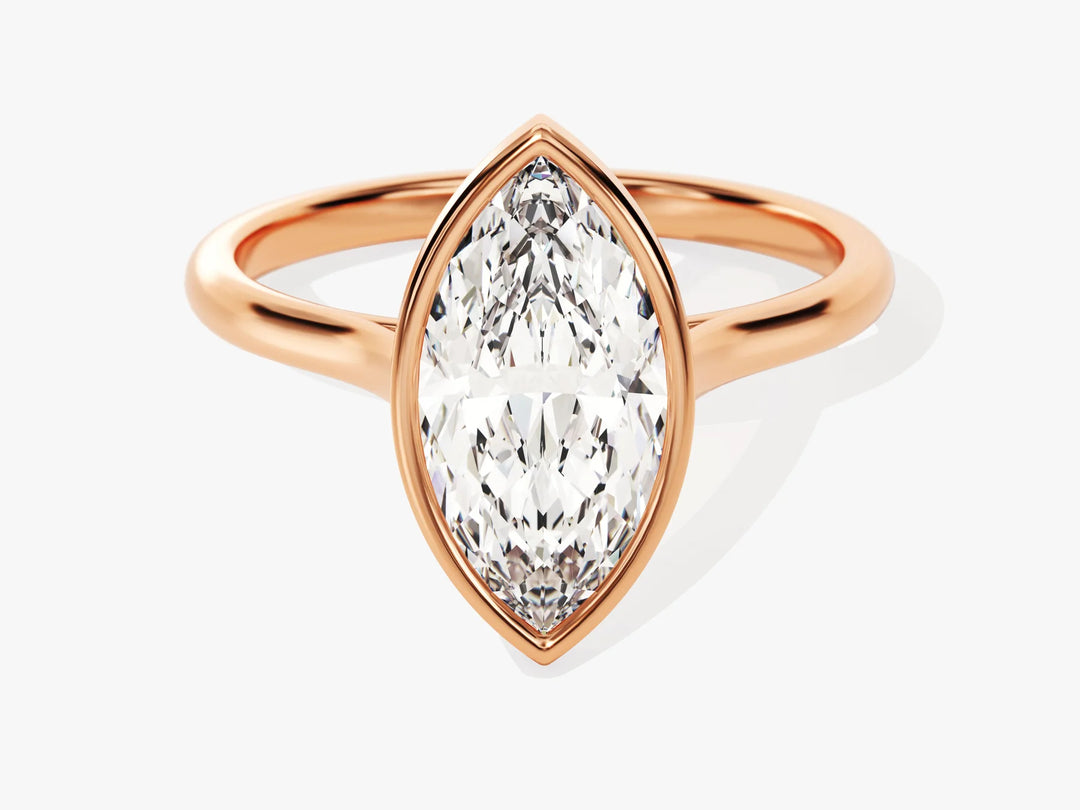 2.0CT Marquise Cut Bezel Setting Solitaire Moissanite Engagement Ring