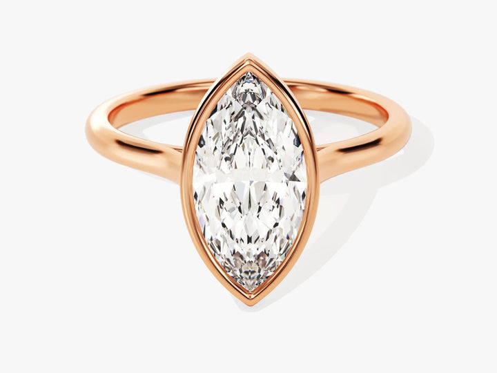 2.0CT Marquise Cut Bezel Setting Solitaire Moissanite Engagement Ring