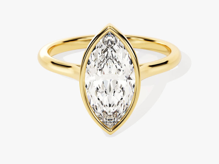 2.0CT Marquise Cut Bezel Setting Solitaire Moissanite Engagement Ring
