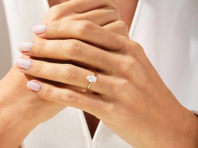 1.50CT Pear Cut Solitaire Diamond Moissanite Engagement Ring