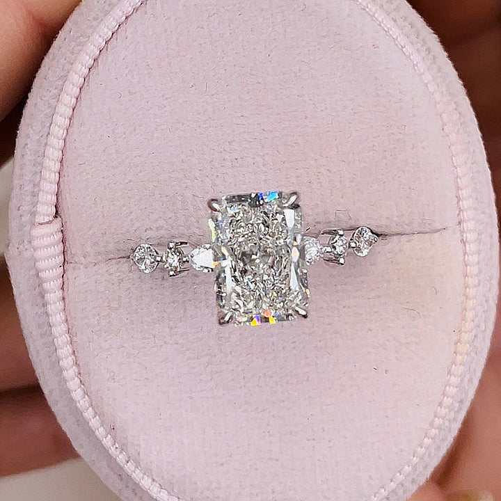 1.50-3.50 CT Radiant Pave Setting Lab Grown Diamond Engagement Ring