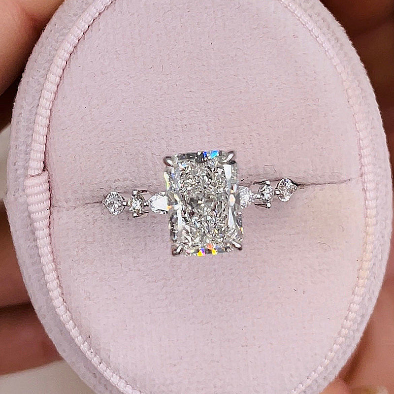 1.50-3.50 CT Radiant Pave Setting Lab Grown Diamond Engagement Ring