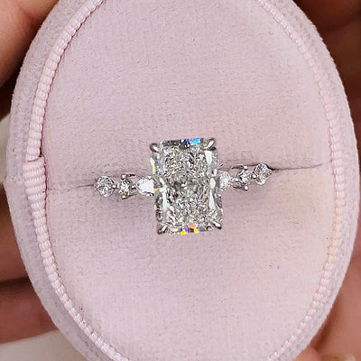 1.50-3.50 CT Radiant Pave Setting Lab Grown Diamond Engagement Ring