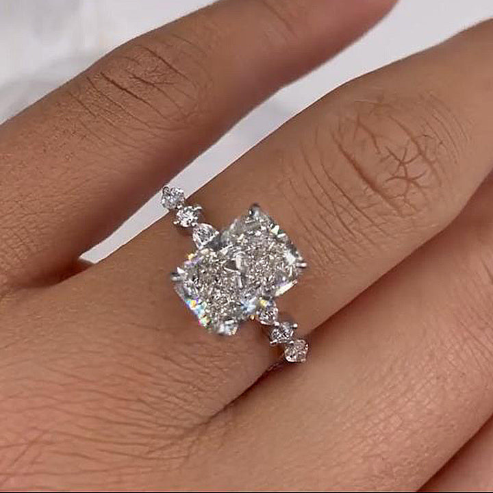 1.50-3.50 CT Radiant Pave Setting Lab Grown Diamond Engagement Ring