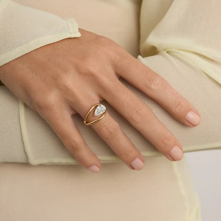 1.90CT East West Pear Cut Unique Moissanite Engagement Ring