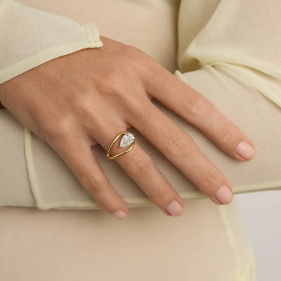 1.90CT East West Pear Cut Unique Moissanite Engagement Ring