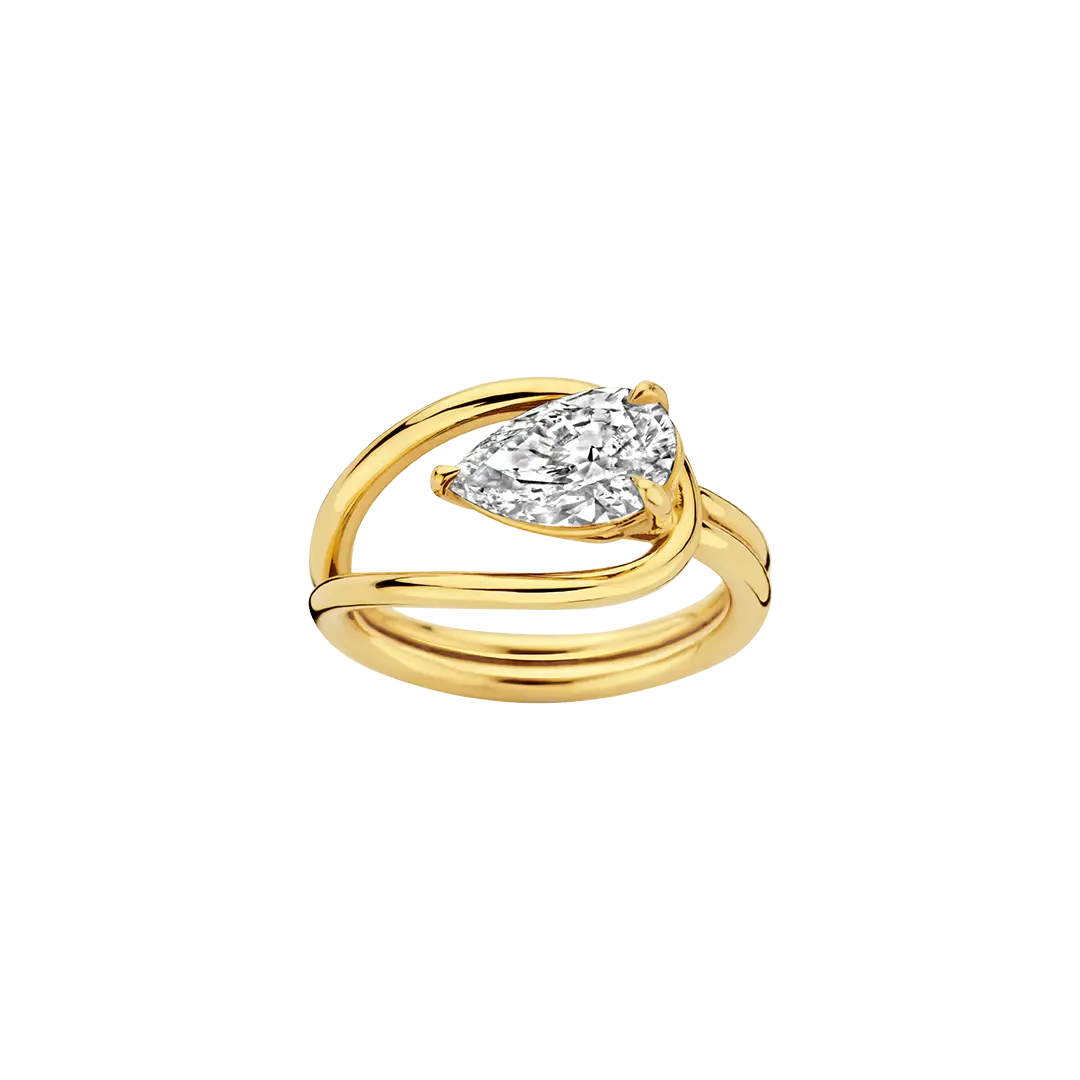 1.90CT East West Pear Cut Unique Moissanite Engagement Ring