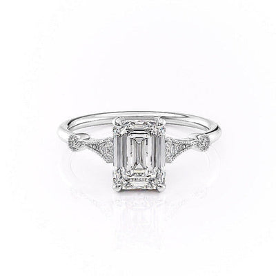 1-91-ct-emerald-cut-solitaire-milgrain-pave-set-moissanite-engagement-ring