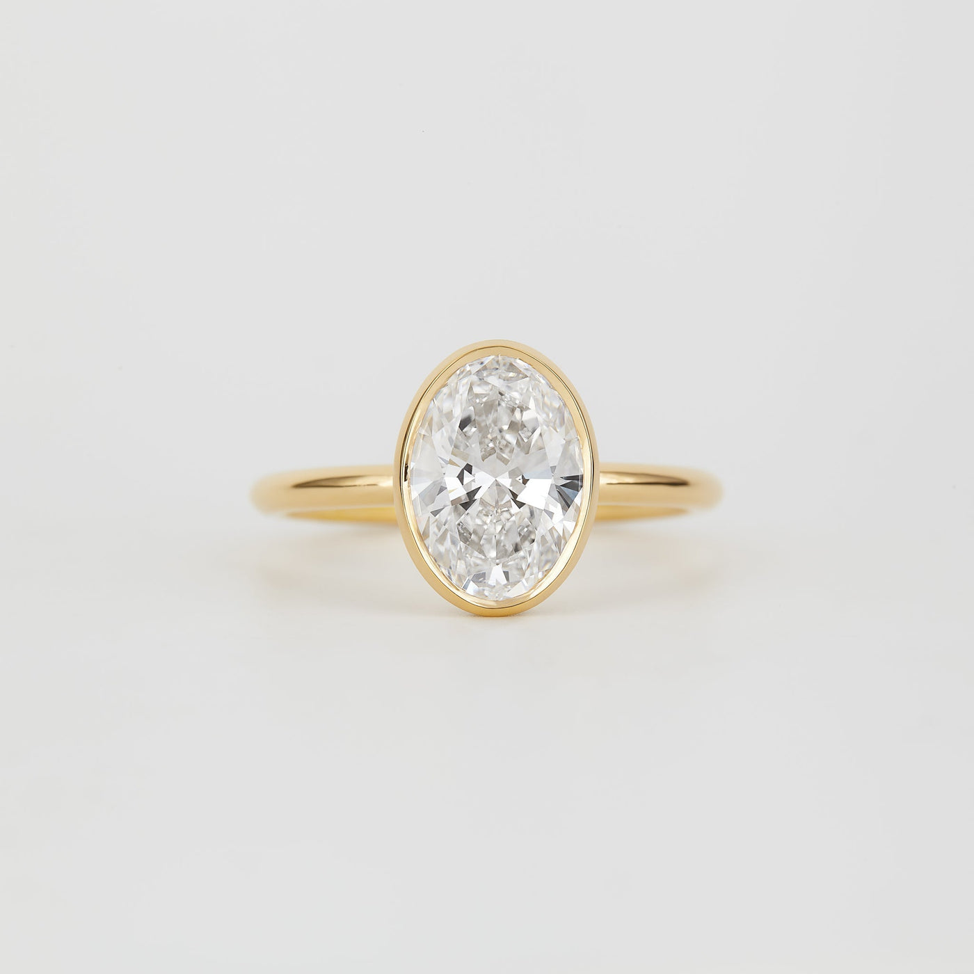 1.0 -3.0 CT Oval Lab Grown Diamond Bezel Engagement Ring