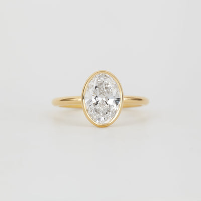 1.0 -3.0 CT Oval Lab Grown Diamond Bezel Engagement Ring