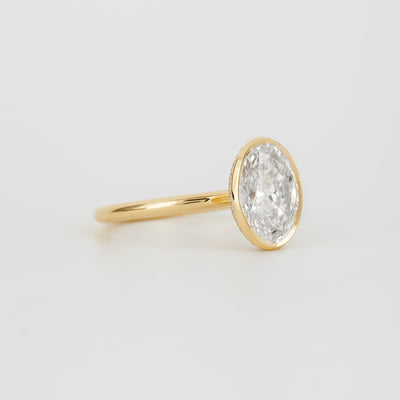 1.0 -3.0 CT Oval Lab Grown Diamond Bezel Engagement Ring