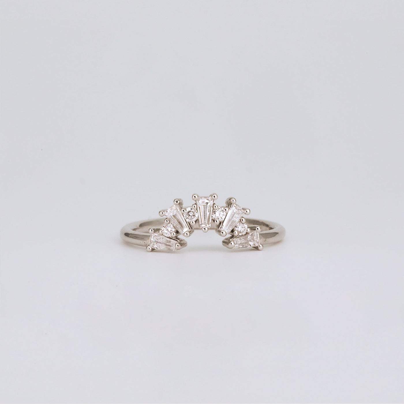 0.48 TCW Tapered Baguette & Round Lab Grown Diamond Cluster Wedding Band