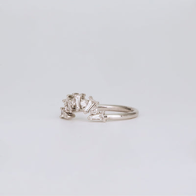 0.48 TCW Tapered Baguette & Round Lab Grown Diamond Cluster Wedding Band