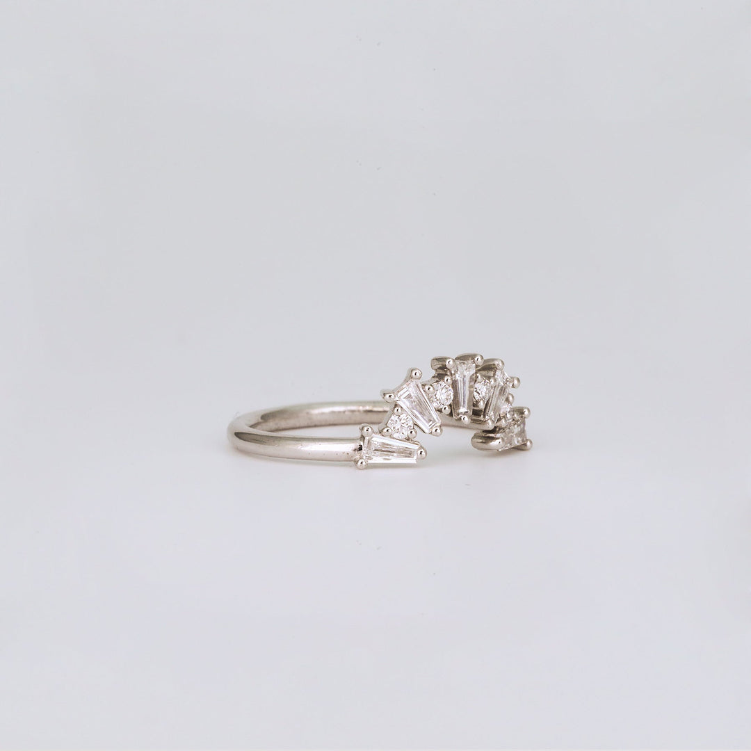 0.48 TCW Tapered Baguette & Round Lab Grown Diamond Cluster Wedding Band