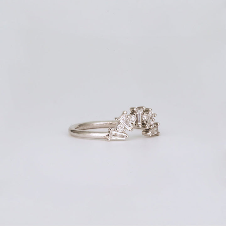 0.48 TCW Tapered Baguette & Round Lab Grown Diamond Cluster Wedding Band